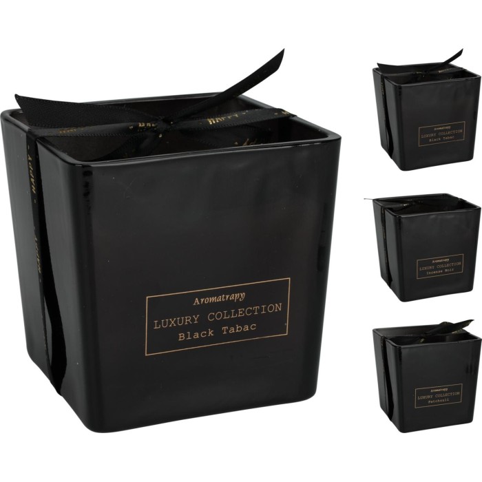 CANDELA VETRO 10CM BLACK 3ASS